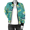 Sea Turtle Pattern Print Design T08 Women Bomber Jacket