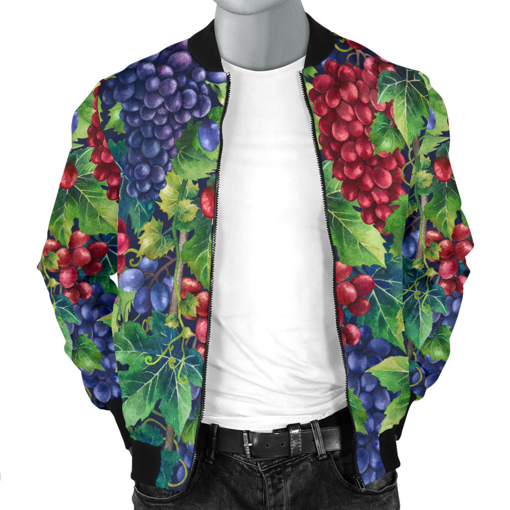 Grape Pattern Print Design GP02 Men Bomber Jacket