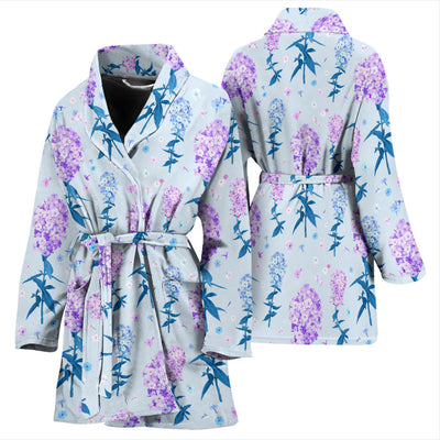 Lilac Pattern Print Design LI05 Women Bathrobe