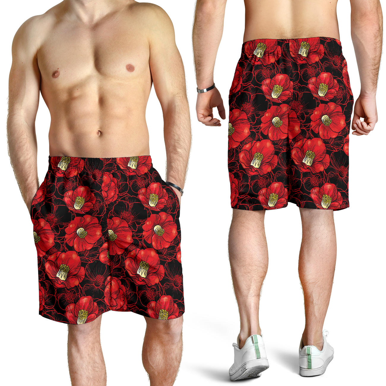 Camellia Pattern Print Design CM06 Mens Shorts