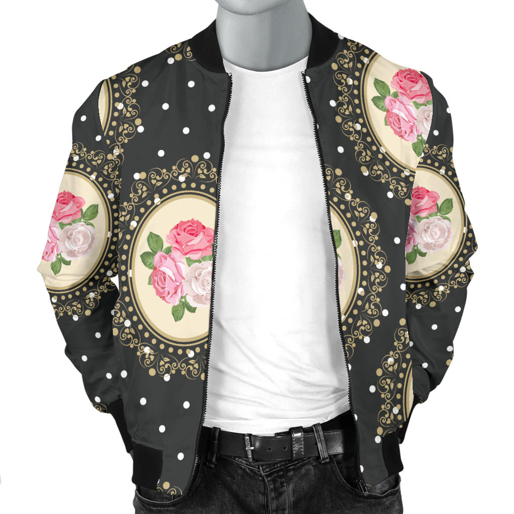 Rose Pattern Print Design RO015 Men Bomber Jacket