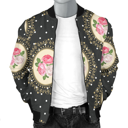 Rose Pattern Print Design RO015 Men Bomber Jacket