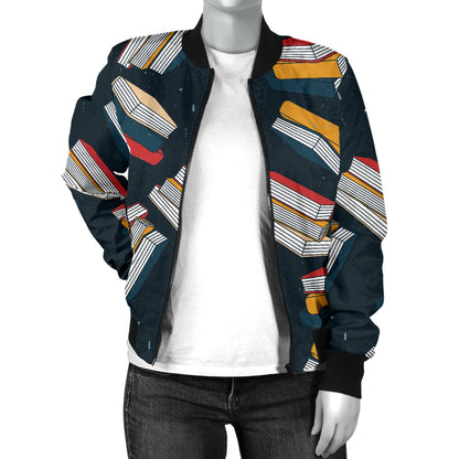 Book Pattern Print Design 07 Women's Bomber Jacket