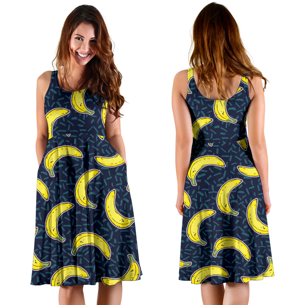 Banana Pattern Print Design BA09 Midi Dress