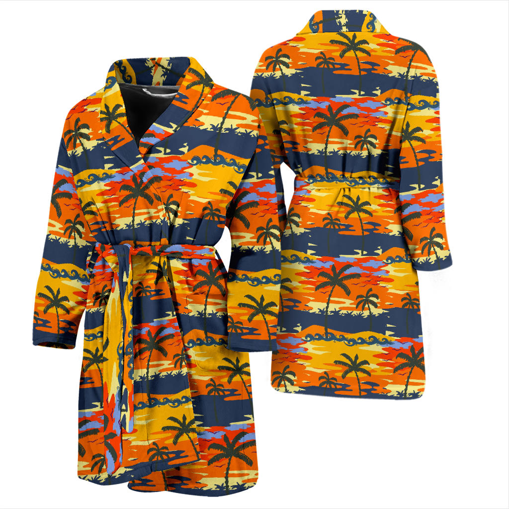 Palm Tree Pattern Print Design PT010 Men Bathrobe