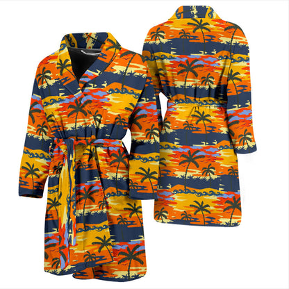 Palm Tree Pattern Print Design PT010 Men Bathrobe