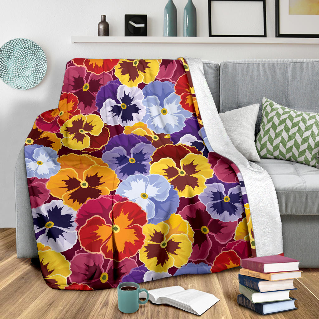 Pansy Pattern Print Design PS01 Fleece Blanket