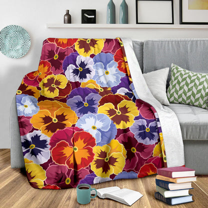 Pansy Pattern Print Design PS01 Fleece Blanket
