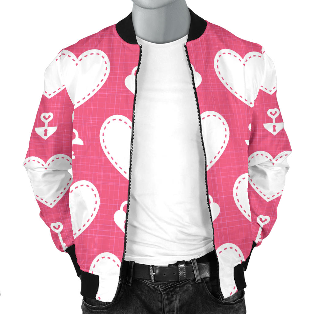 Heart Key Pattern Print Design HE09 Men Bomber Jacket