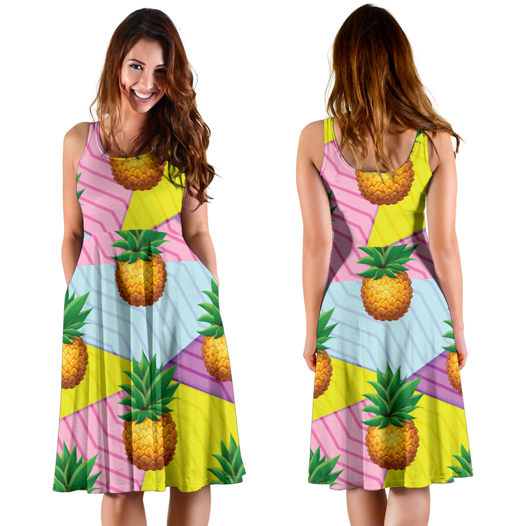Pineapple Pattern Print Design PP05 Midi Dress