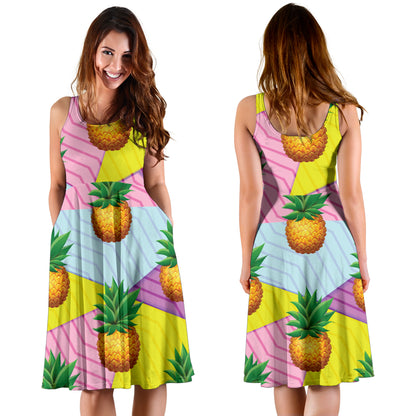 Pineapple Pattern Print Design PP05 Midi Dress