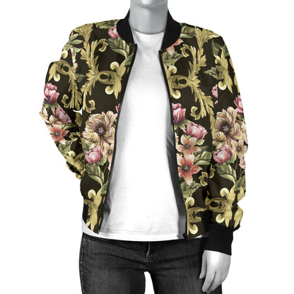 Baroque Pattern Print Design 02 Women's Bomber Jacket