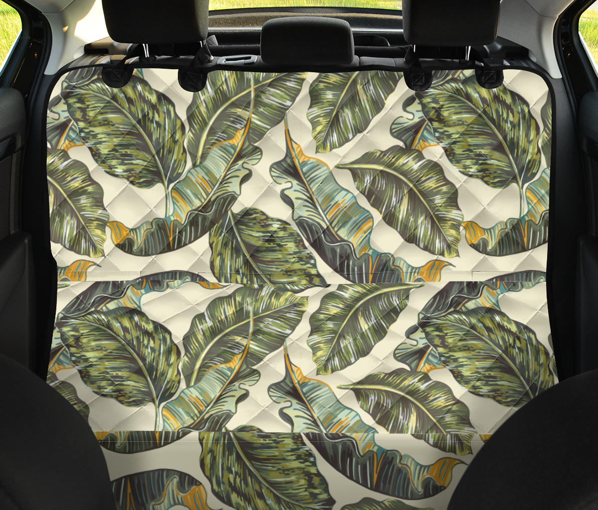 Banana Leaf Pattern Print Design BL08 Rear Dog  Seat Cover