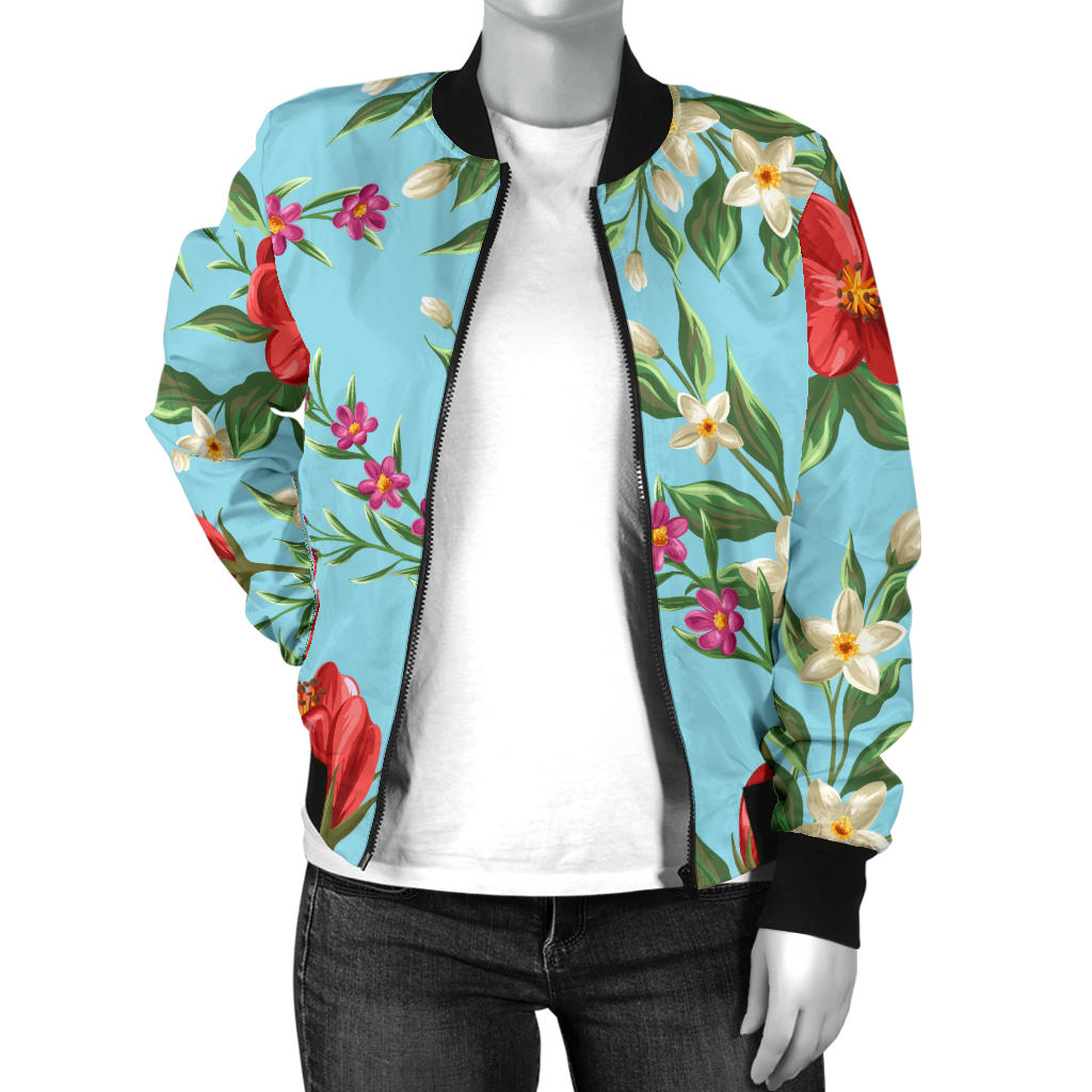 Summer Floral Pattern Print Design SF011 Women Bomber Jacket