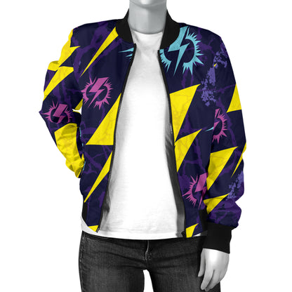 Lightning Thunder Pattern Print Design 01 Women's Bomber Jacket