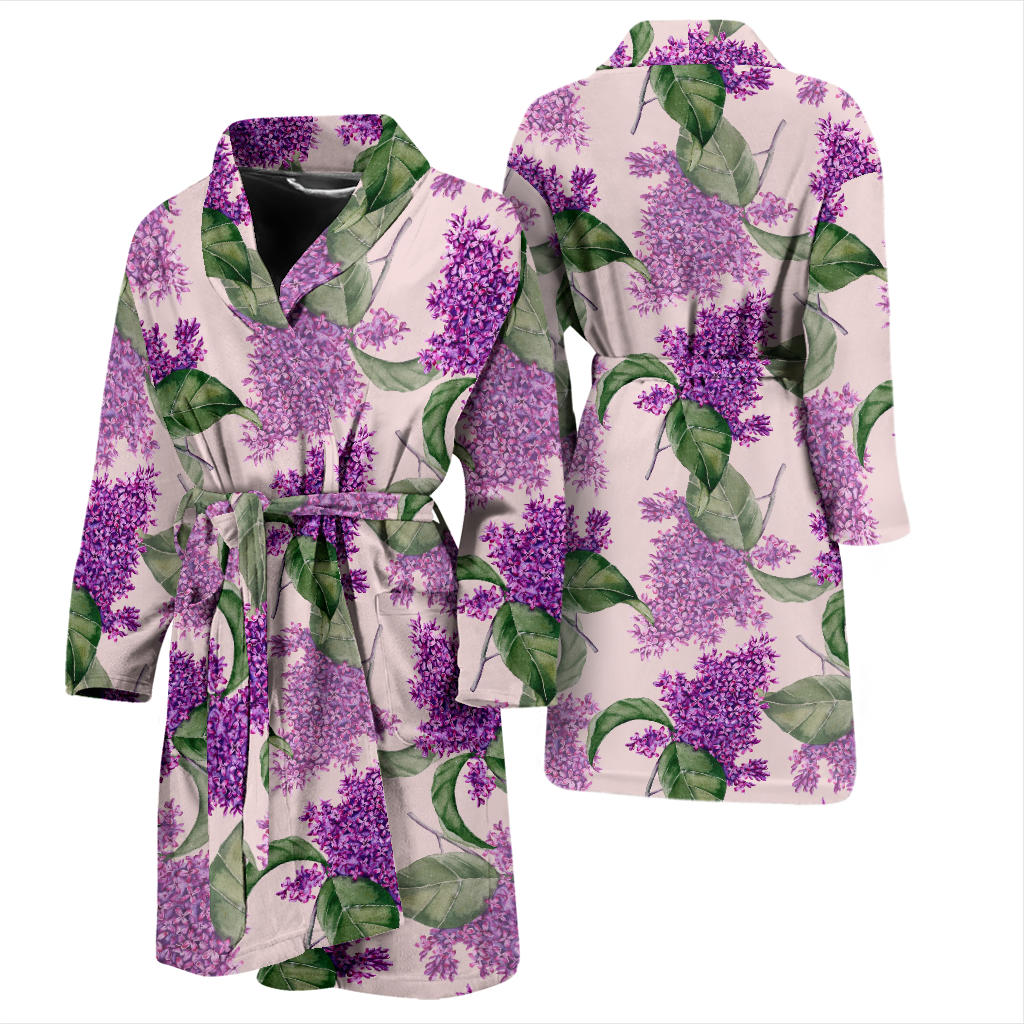 Lilac Pattern Print Design LI02 Men Bathrobe