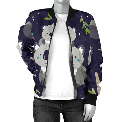 Koala Pattern Print Design 04 Women's Bomber Jacket