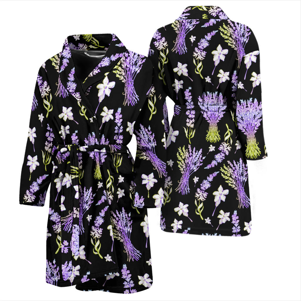Lavender Pattern Print Design LV04 Men Bathrobe