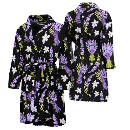 Lavender Pattern Print Design LV04 Men Bathrobe