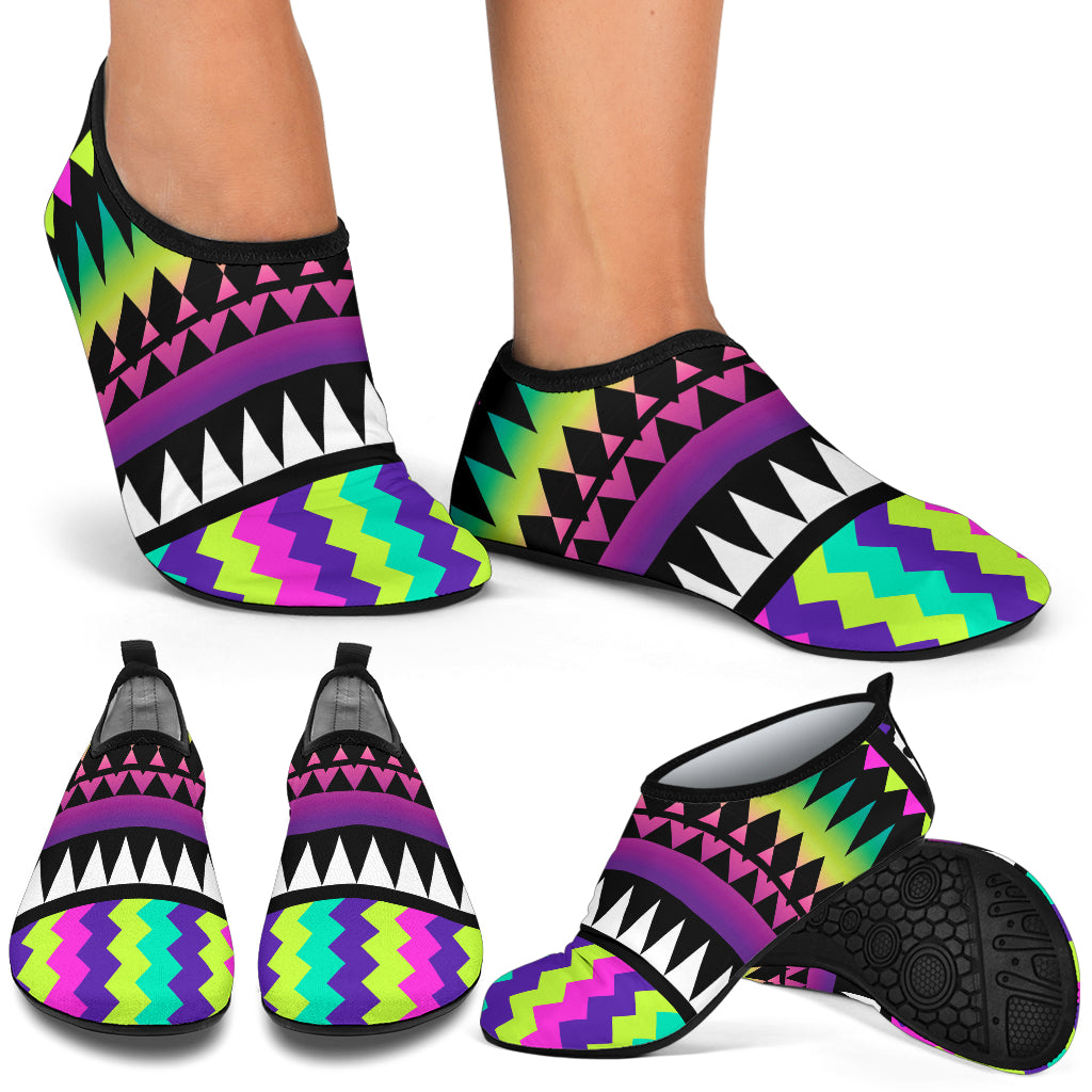 Animal Skin Aztec Rainbow Aqua Water Shoes