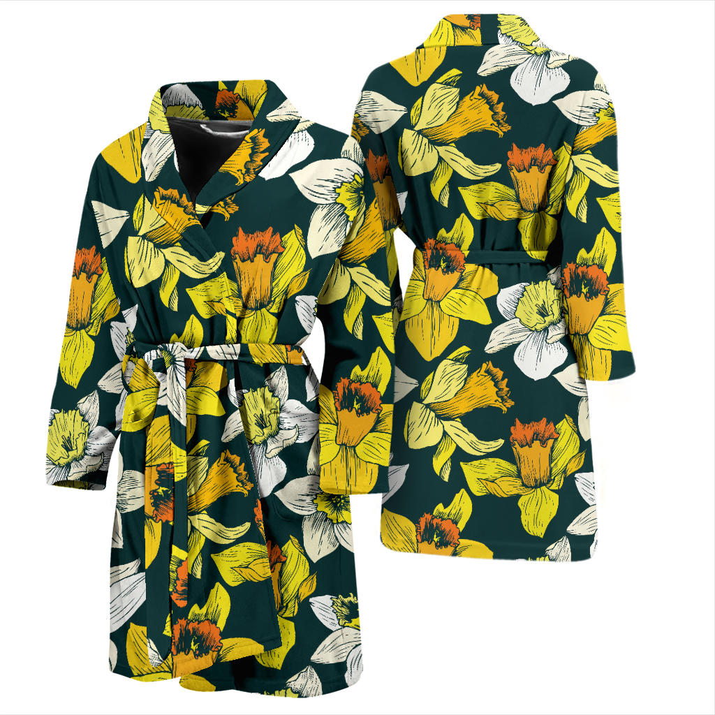 Daffodils Pattern Print Design DF02 Men Bathrobe