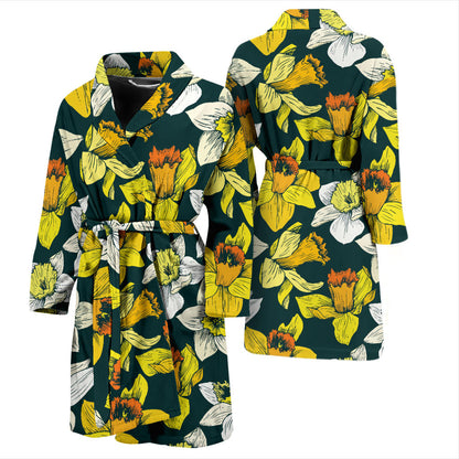 Daffodils Pattern Print Design DF02 Men Bathrobe
