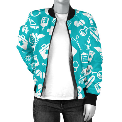 Medical Pattern Print Design 04 Women's Bomber Jacket