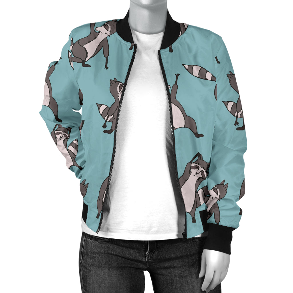 Raccoon Pattern Print Design A07 Women's Bomber Jacket