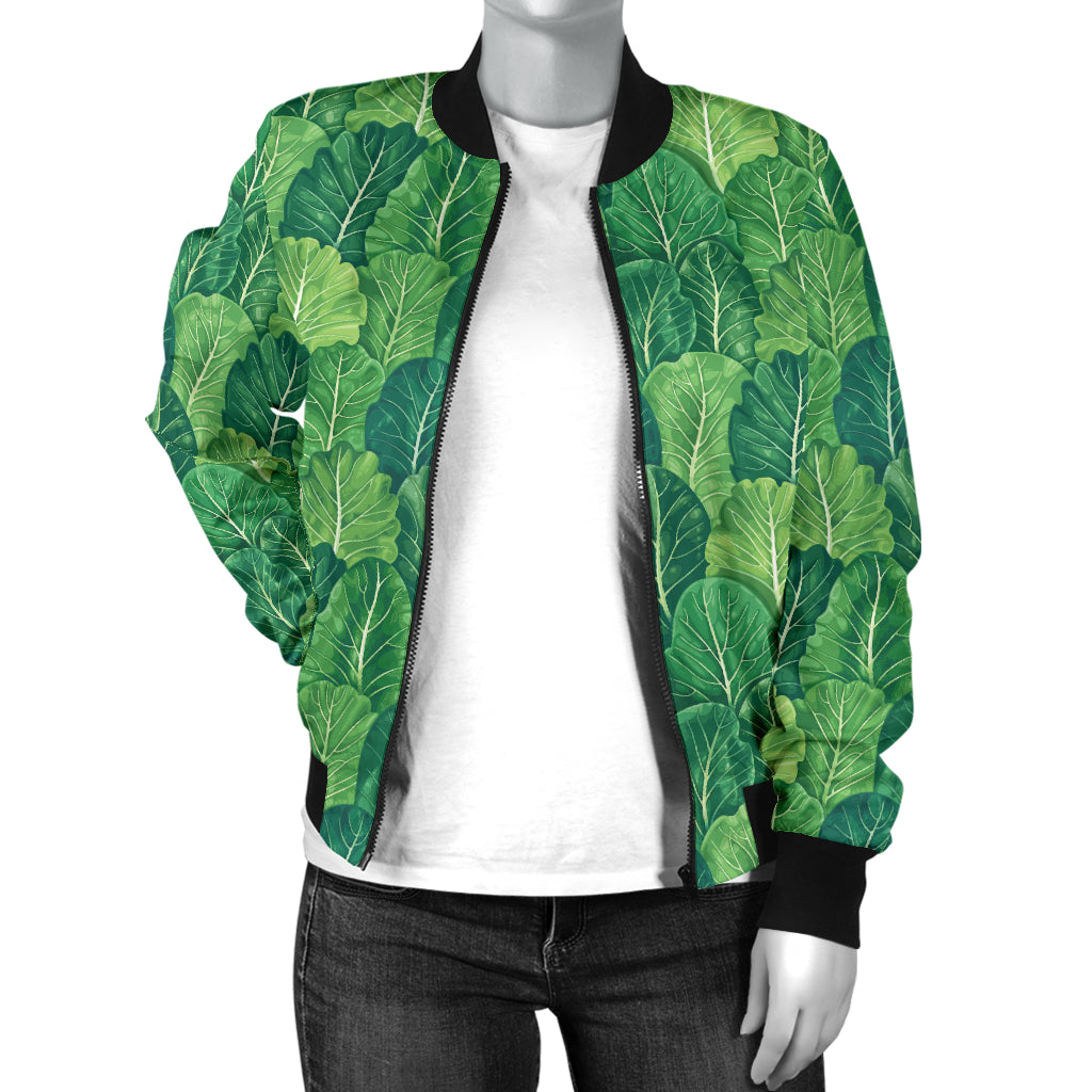 Cabbage Pattern Print Design 02 Women's Bomber Jacket