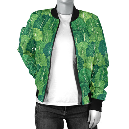 Cabbage Pattern Print Design 02 Women's Bomber Jacket