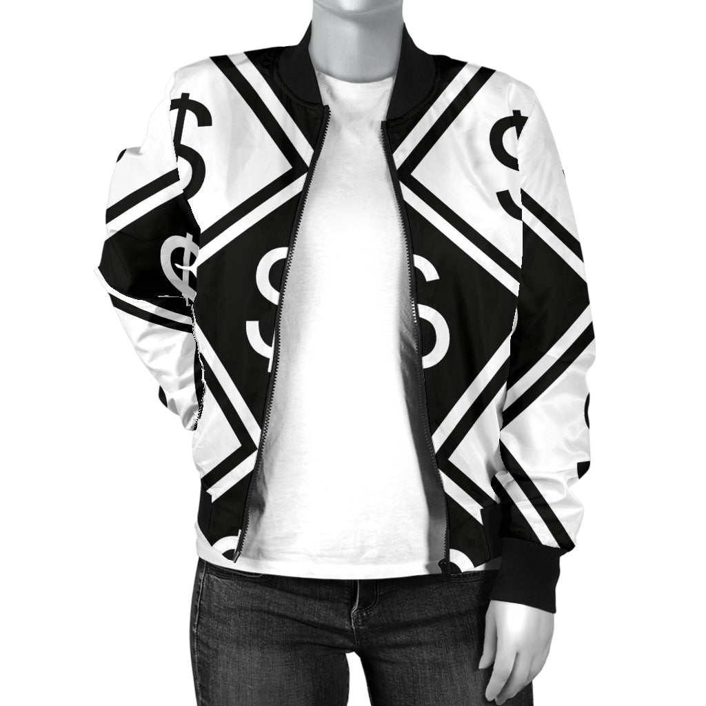 Money Pattern Print Design 04 Women's Bomber Jacket