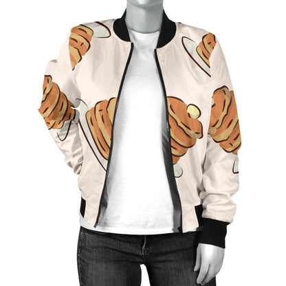 Pancake Pattern Print Design A01 Women's Bomber Jacket