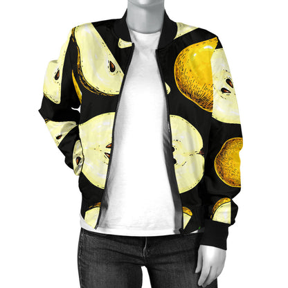 Pear Pattern Print Design PE01 Women Bomber Jacket