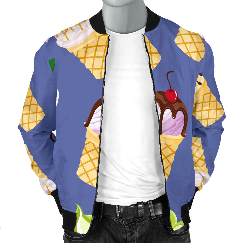 Ice Cream Pattern Print Design IC03 Men Bomber Jacket