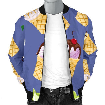 Ice Cream Pattern Print Design IC03 Men Bomber Jacket