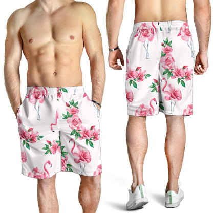 Flamingo Rose Pattern Mens Shorts