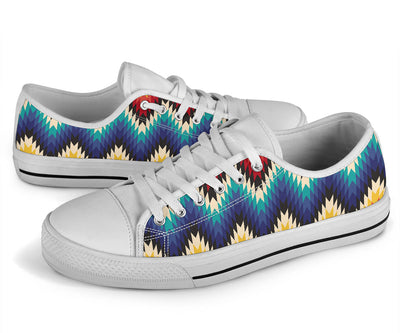 Tribal Aztec White Bottom Low Top Shoes