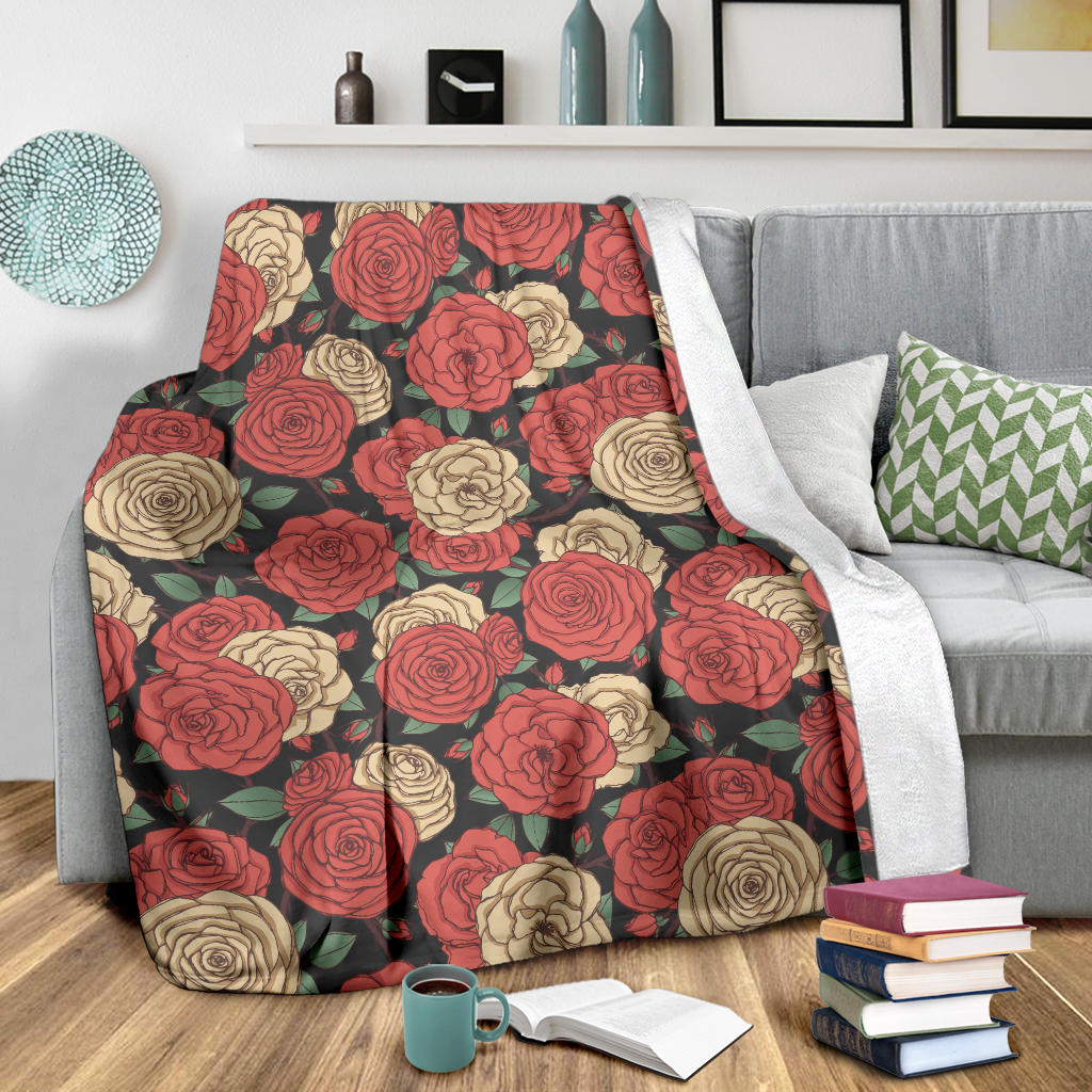 Camellia Pattern Print Design CM01 Fleece Blanket