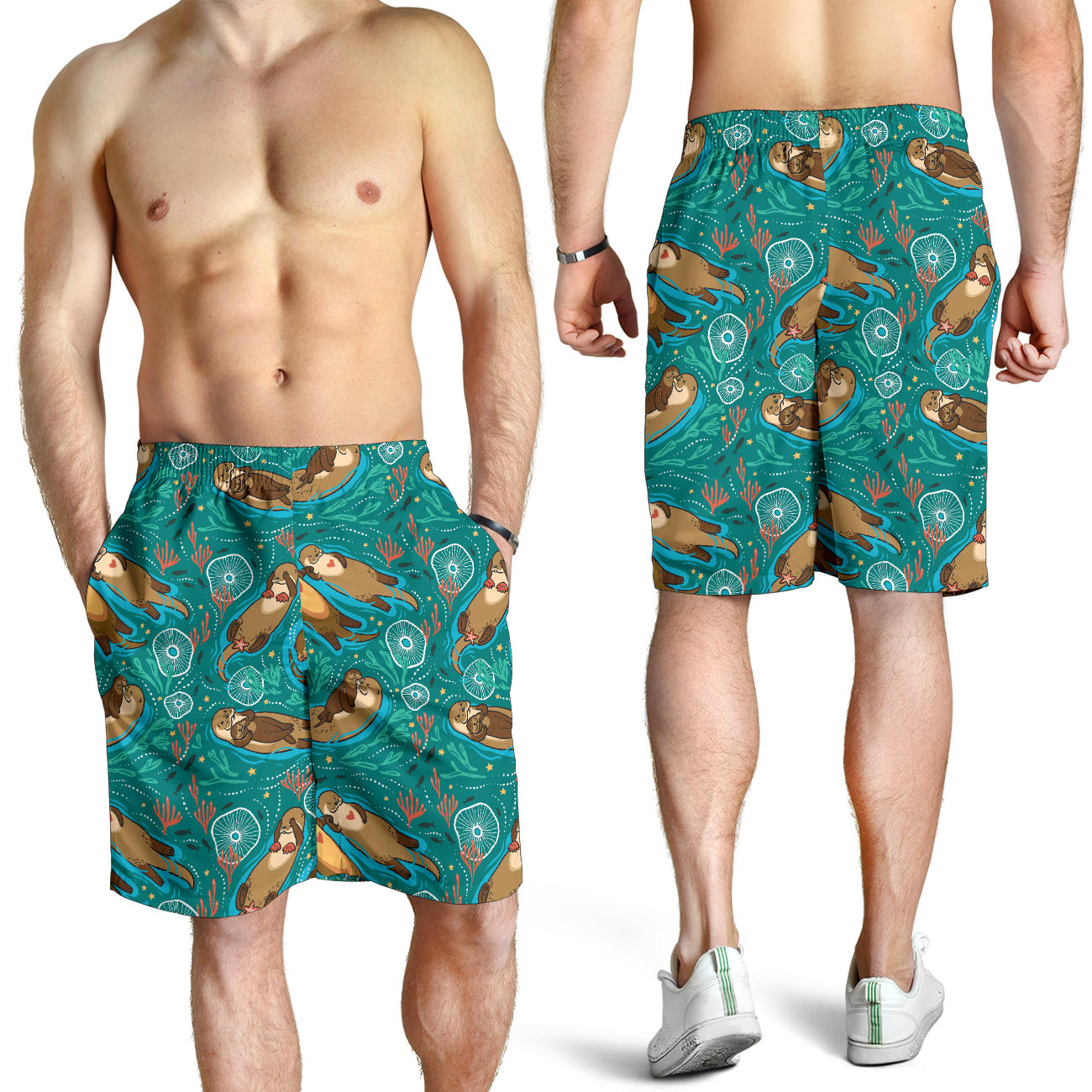 Sea Otter Pattern Print Design 01 Mens Shorts