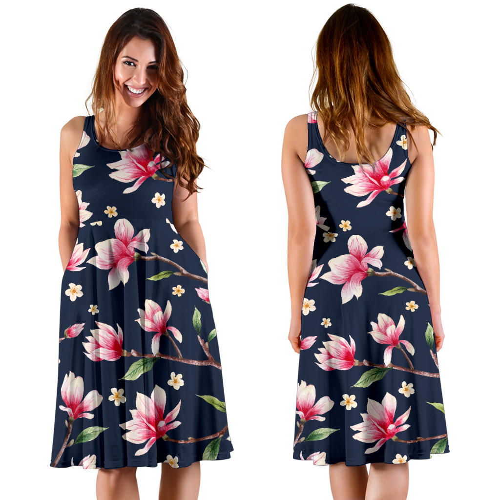 Magnolia Pattern Print Design MAG09 Midi Dress