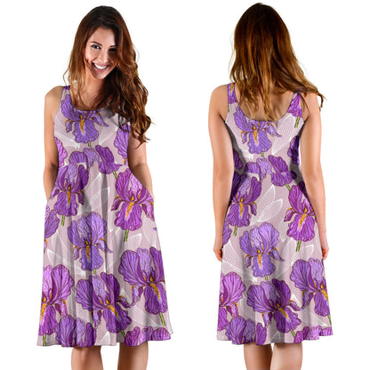 Iris Pattern Print Design IR05 Midi Dress