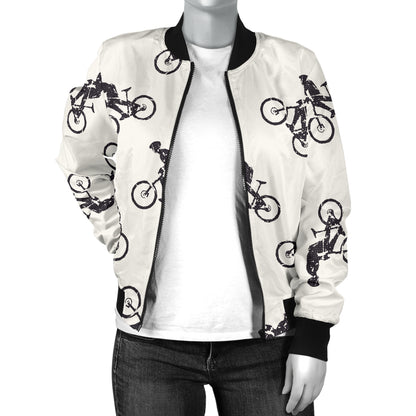 Mountain bike Pattern Print Design 01 Women's Bomber Jacket