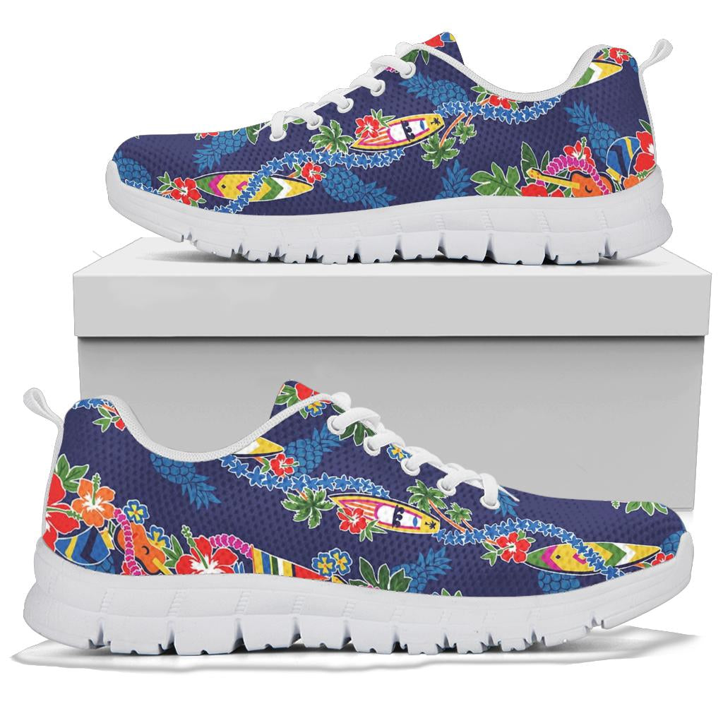 Hawaiian Themed Pattern Print Design H04 Sneakers White Bottom Shoes