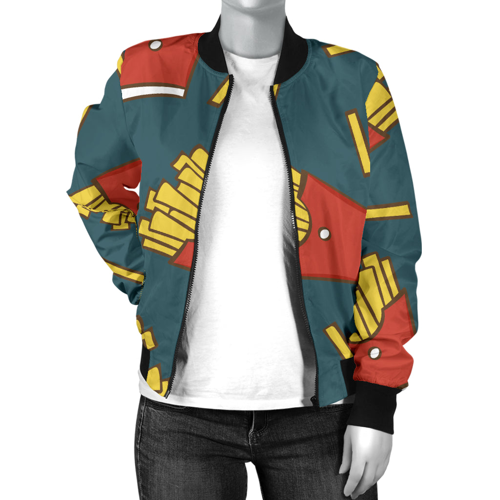 French Fried Pattern Print Design 04 Women's Bomber Jacket
