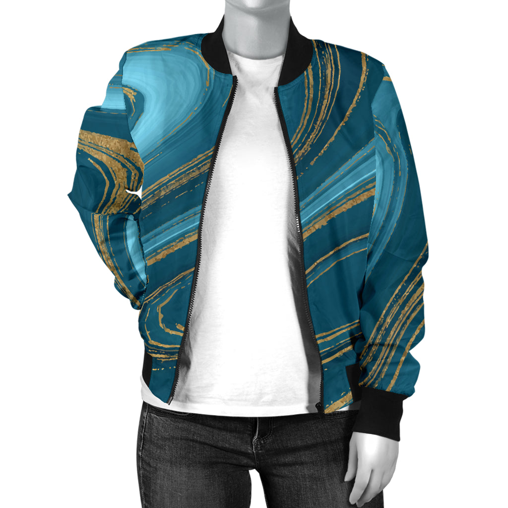 Liquid Pattern Print Design 04 Women's Bomber Jacket