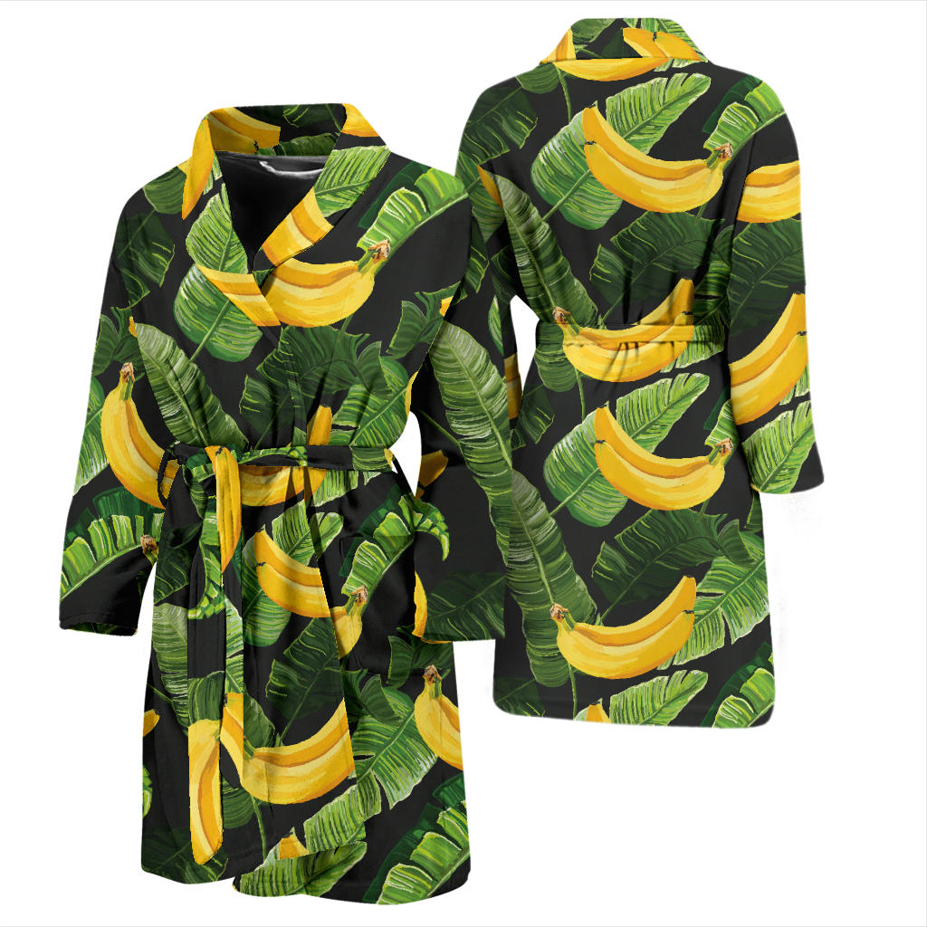 Banana Pattern Print Design BA01 Men Bathrobe