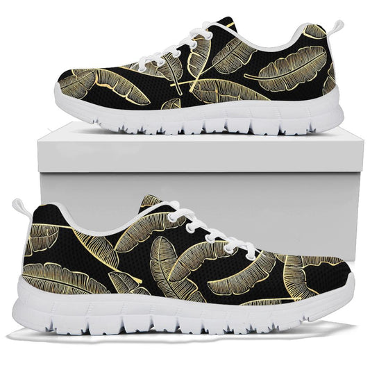 Banana Leaf Pattern Print Design BL07 Sneakers White Bottom Shoes
