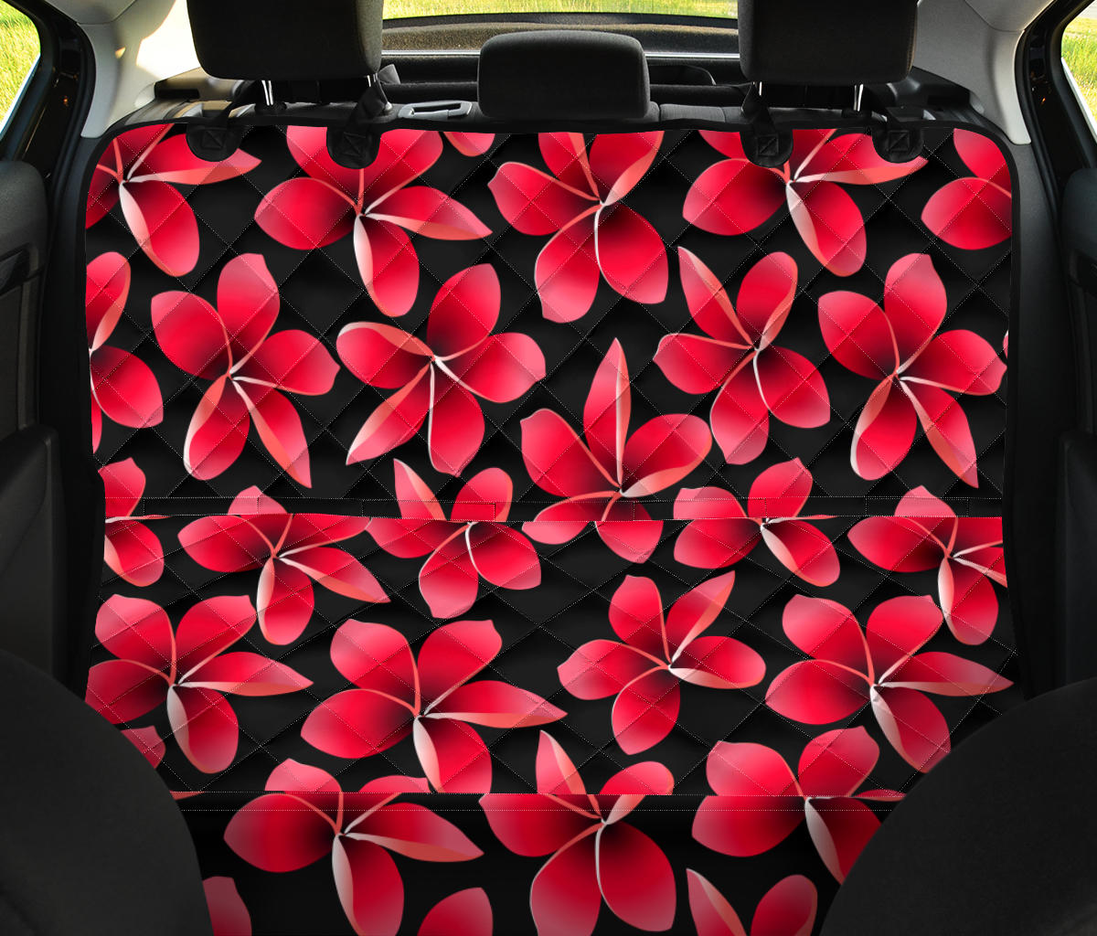 Red Plumeria Pattern Print Design PM025 Rear Dog  Seat Cover