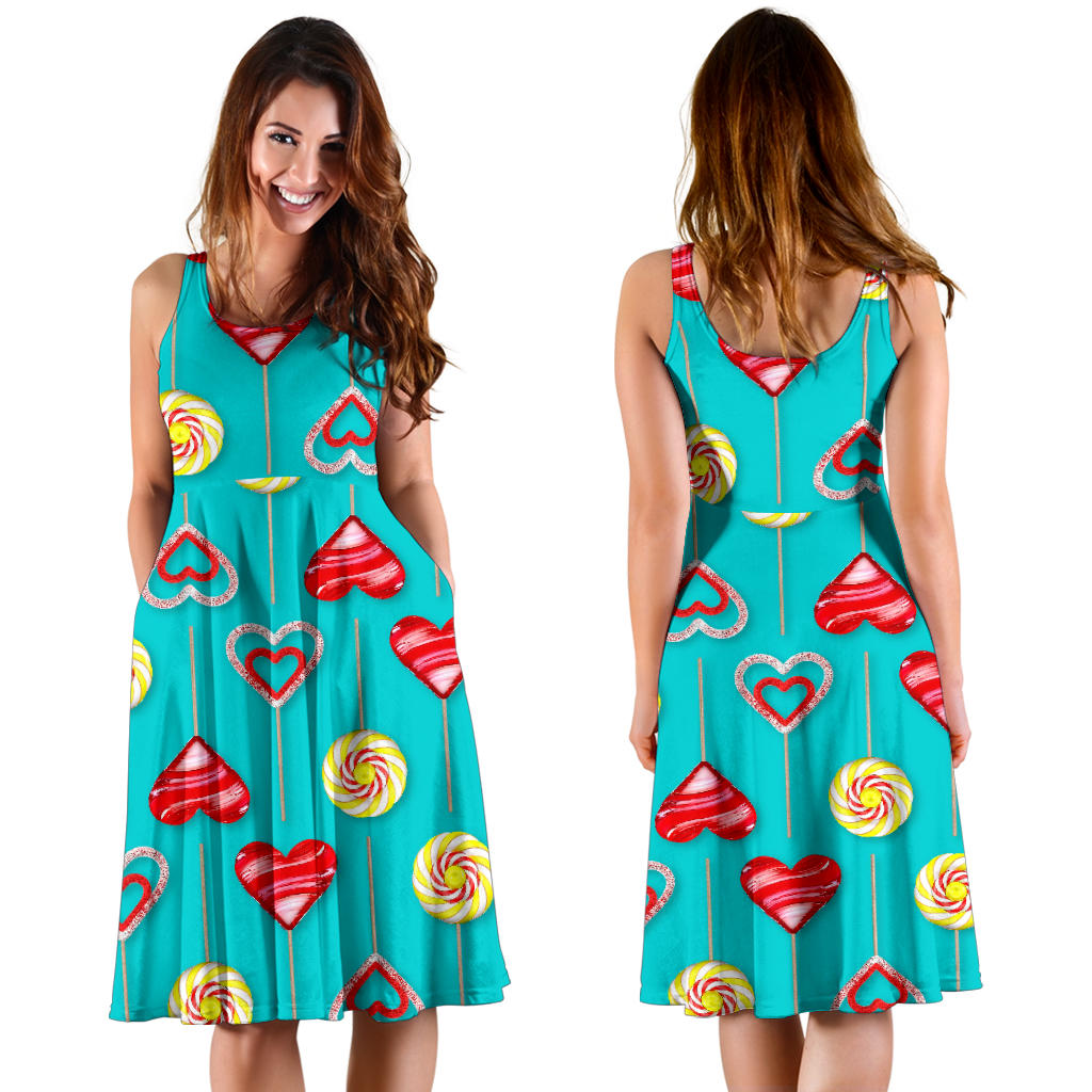 Lollipop Pattern Print Design LL06 Midi Dress