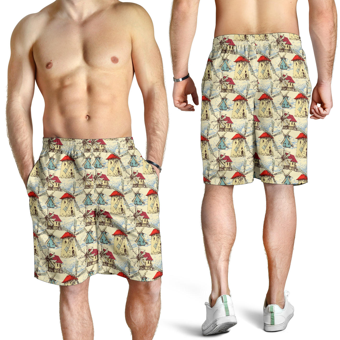 Windmill Pattern Print Design 01 Mens Shorts